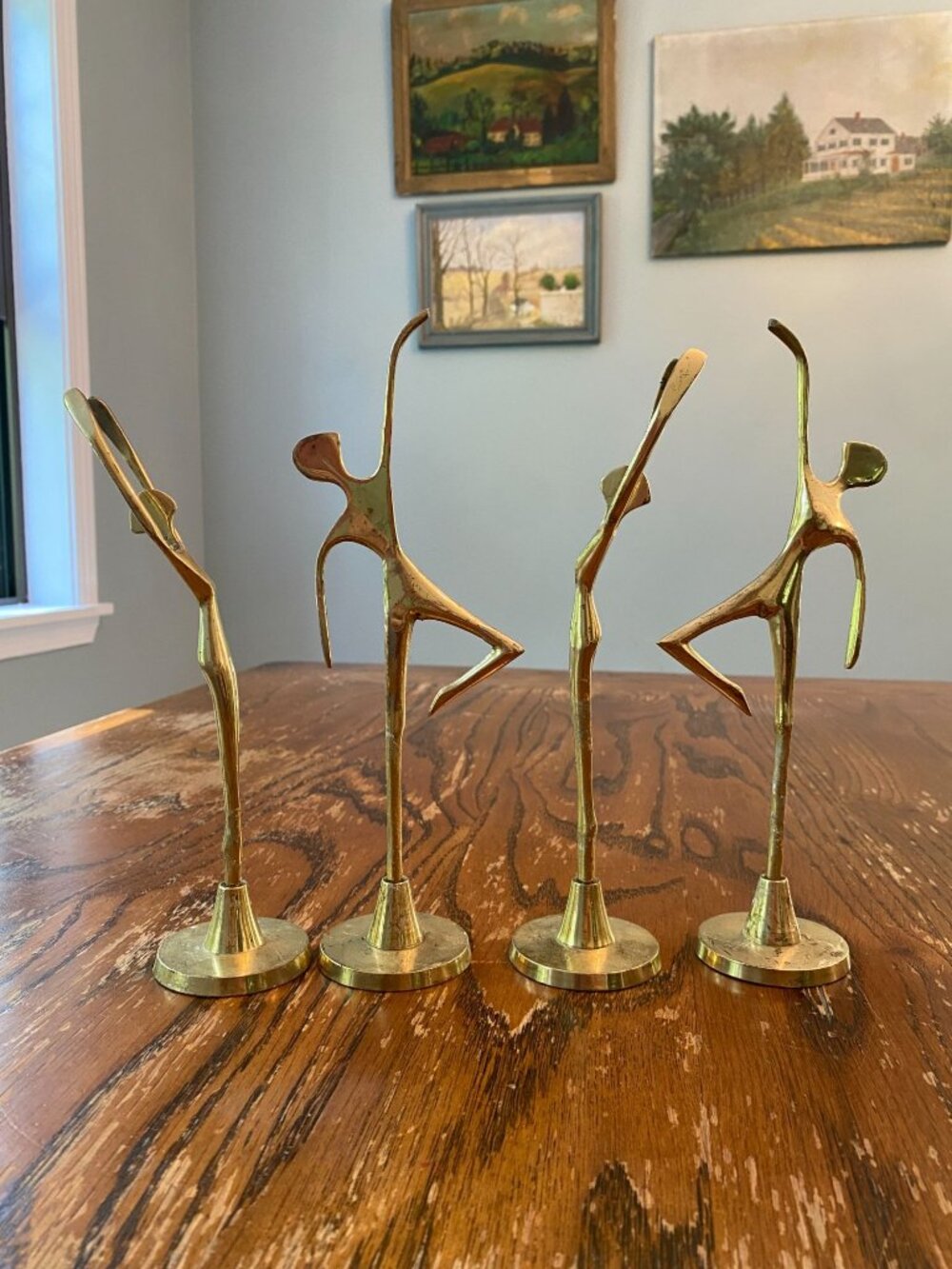 4 Vintage MCM Brass Ballet Ballerina Dancers Figural Sculptures Made In India